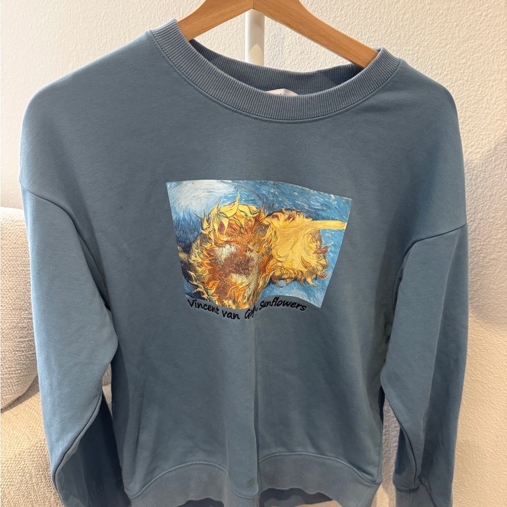 Blue Vincent Van Gogh Sunflowers Sweatshirt